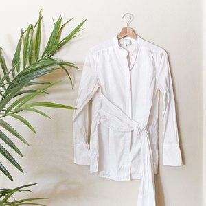 3.1 Phillip Lim Deconstructed White Cotton Button Down Shirt Size 0